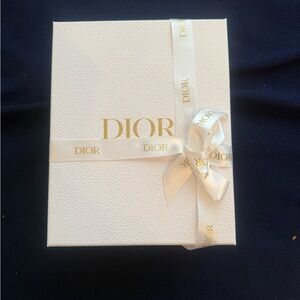 Dior Textured Box with Gold Accents + Ribbon & Tissue